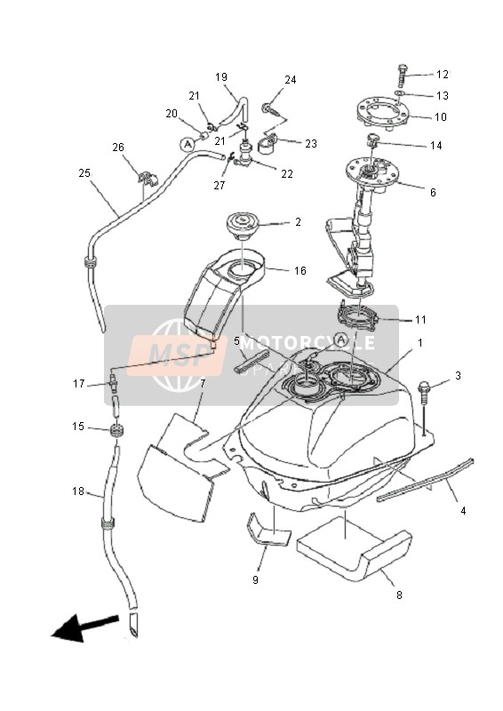 Yamaha XP500A T-MAX 2011 Réservoir d'essence pour un 2011 Yamaha XP500A T-MAX